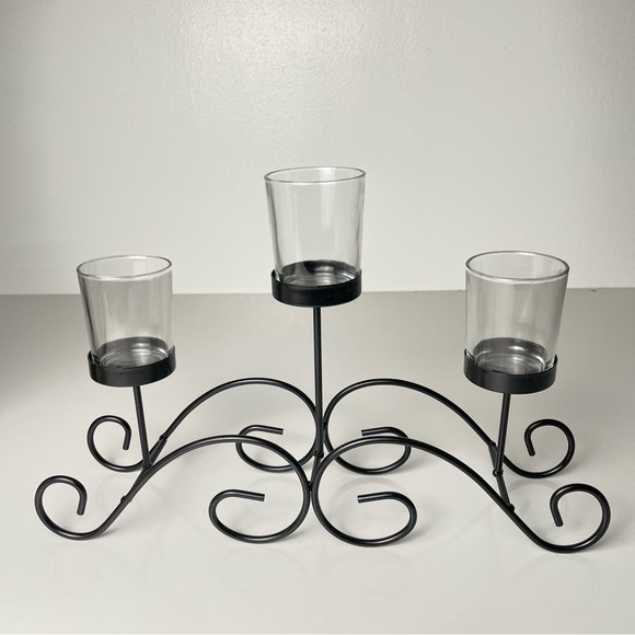 Mantle Candleholder Three Votive Glass Candle Holder- Metal - Picture 1 of 5